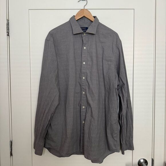 Polo Ralph Lauren Shirt Mens XXL Gray Classic Fit Button Up Long Sleeve Career - Picture 1 of 12